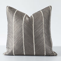 HKM-254163 Minimalist Modern Jacquard Throw Pillow Cover with 3D High Elasticity Fibre Insert - 45x45cm, Grey Beige