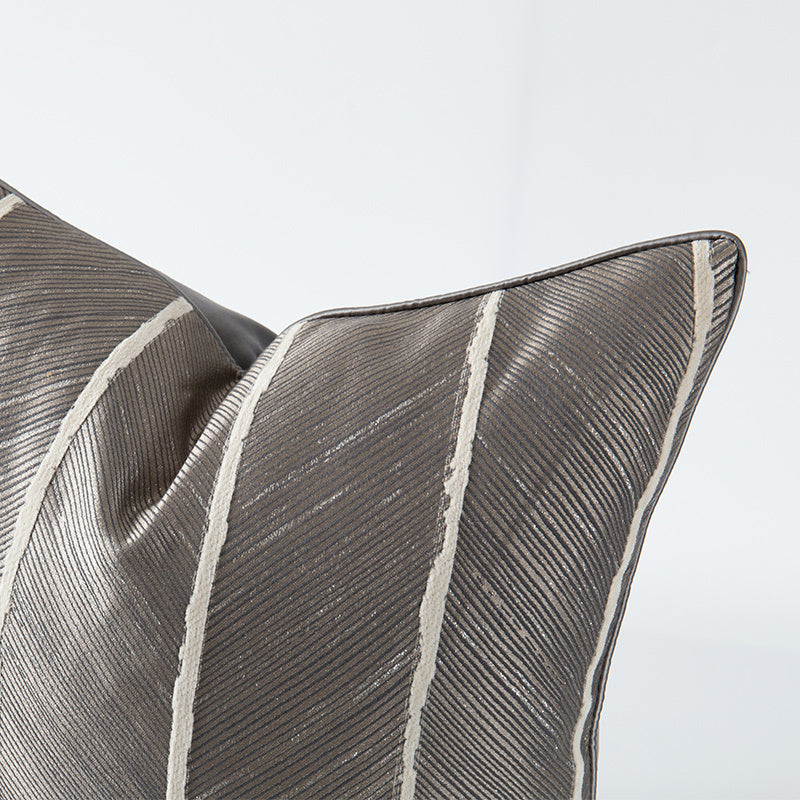 HKM-254163 Minimalist Modern Jacquard Throw Pillow Cover with 3D High Elasticity Fibre Insert - 45x45cm, Grey Beige