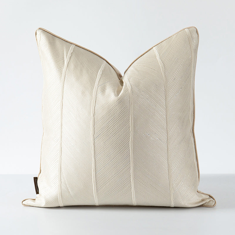 HKM-254163 Minimalist Modern Jacquard Throw Pillow Cover with 3D High Elasticity Fibre Insert - 45x45cm, Grey Beige
