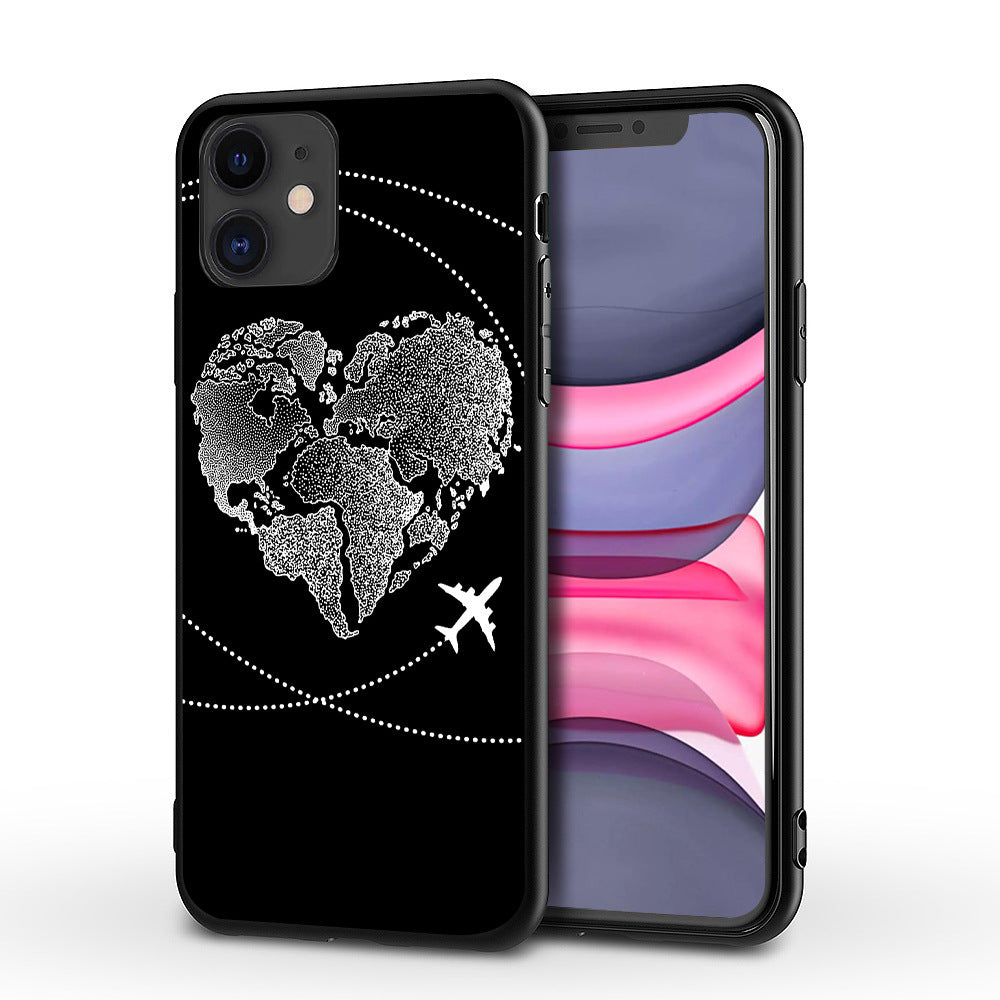 HKM-254291 Love Aircraft iPhone Phone Case - TPU Back Cover with Solid Colors and Starry Sky Design, Compatible with Multiple iPhone Models