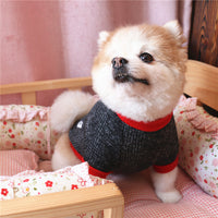 HKM-254291 Thick Fleece Dog Sweatshirt for Spring and Autumn in Navy Blue and Gray