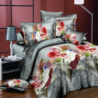 HKM-254355 Reactive Printed Polyester Bedding Set - Double Four-Piece with Quilt Cover and Pillowcases