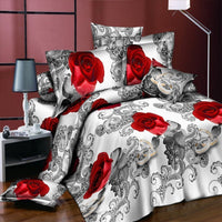 HKM-254355 Reactive Printed Polyester Bedding Set - Double Four-Piece with Quilt Cover and Pillowcases
