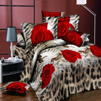 HKM-254355 Reactive Printed Polyester Bedding Set - Double Four-Piece with Quilt Cover and Pillowcases