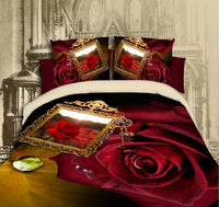 HKM-254355 Reactive Printed Polyester Bedding Set - Double Four-Piece with Quilt Cover and Pillowcases