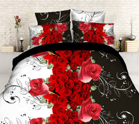 HKM-254355 Reactive Printed Polyester Bedding Set - Double Four-Piece with Quilt Cover and Pillowcases