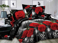 HKM-254355 Reactive Printed Polyester Bedding Set - Double Four-Piece with Quilt Cover and Pillowcases