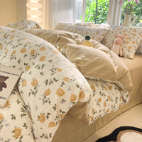 HKM-254355 Three-Piece Geometric and Floral Duvet Set in Various Sizes with Reactive Printing