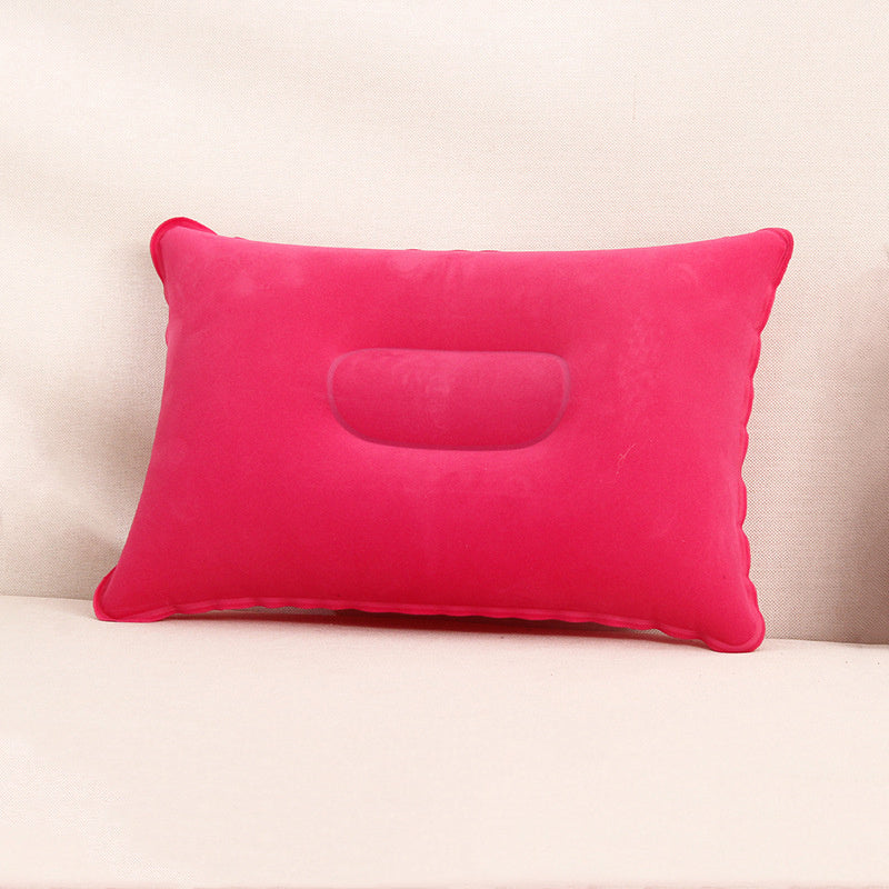 HKM-254483 Square Inflatable Travel Pillow with PVC Flocking - 22x34cm