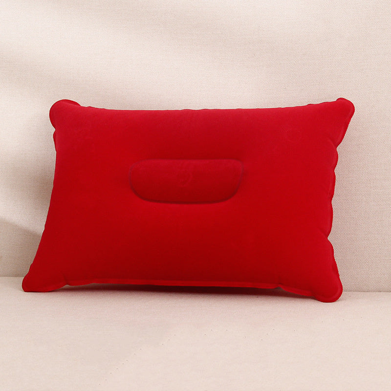 HKM-254483 Square Inflatable Travel Pillow with PVC Flocking - 22x34cm