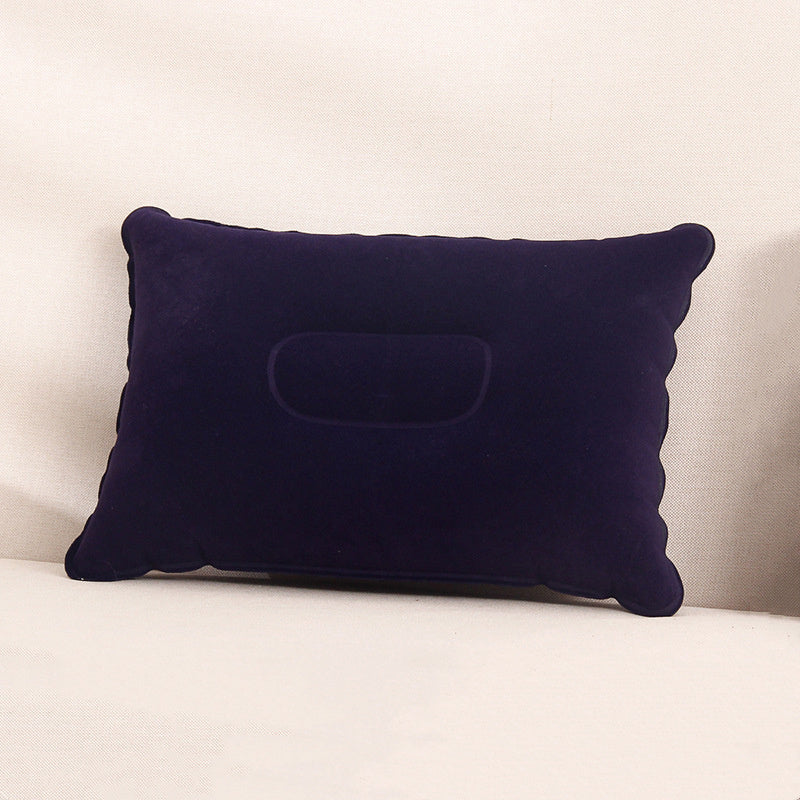 HKM-254483 Square Inflatable Travel Pillow with PVC Flocking - 22x34cm