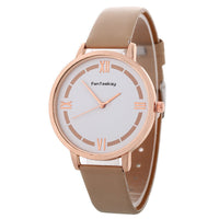 HKM-254547 Elegant Roman Ladies Quartz Business Watch with Imitation Leather Strap