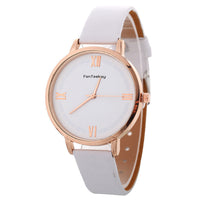 HKM-254547 Elegant Roman Ladies Quartz Business Watch with Imitation Leather Strap