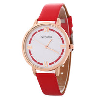 HKM-254547 Elegant Roman Ladies Quartz Business Watch with Imitation Leather Strap