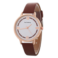 HKM-254547 Elegant Roman Ladies Quartz Business Watch with Imitation Leather Strap