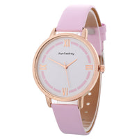HKM-254547 Elegant Roman Ladies Quartz Business Watch with Imitation Leather Strap