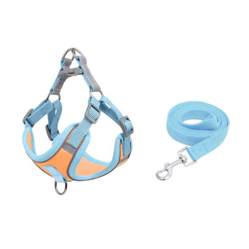 HKM-254547 Reflective Anti-Breakaway Dog Vest and Leash for Small to Medium Dogs - Suede Material, Adjustable Size Option