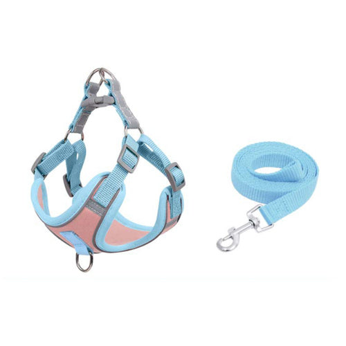 HKM-254547 Reflective Anti-Breakaway Dog Vest and Leash for Small to Medium Dogs - Suede Material, Adjustable Size Option
