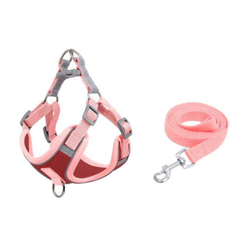 HKM-254547 Reflective Anti-Breakaway Dog Vest and Leash for Small to Medium Dogs - Suede Material, Adjustable Size Option