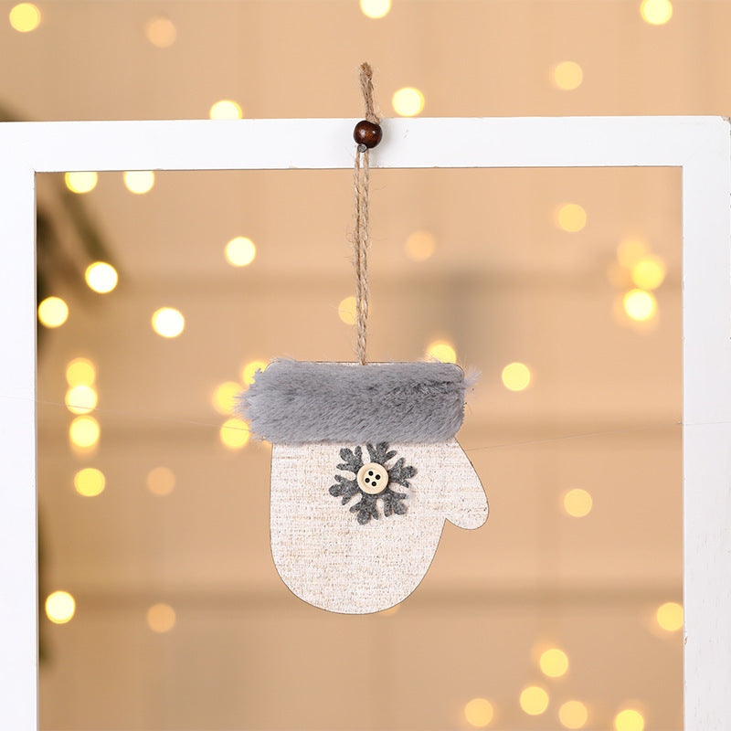 HKM-254803 Wooden Plush Christmas Tree Ornament Pendant Collection