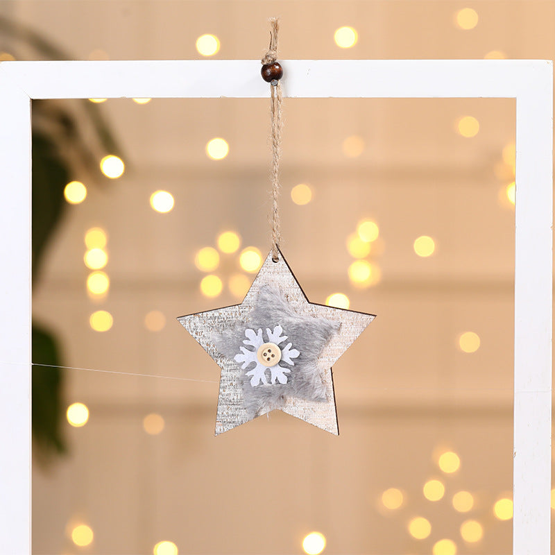 HKM-254803 Wooden Plush Christmas Tree Ornament Pendant Collection