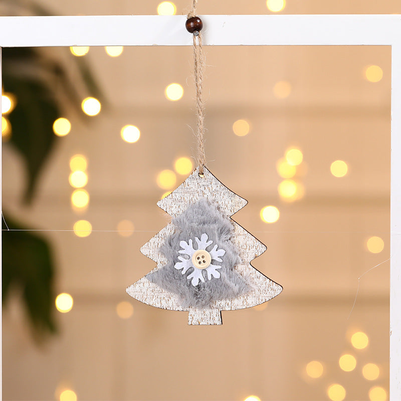 HKM-254803 Wooden Plush Christmas Tree Ornament Pendant Collection
