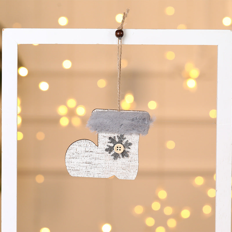 HKM-254803 Wooden Plush Christmas Tree Ornament Pendant Collection