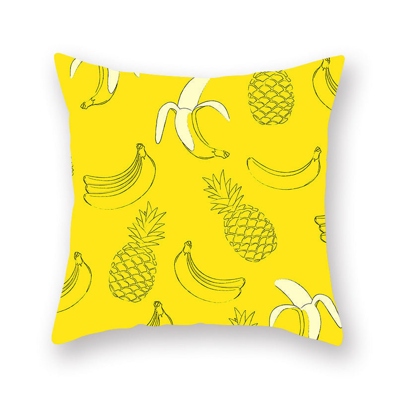 KTX-254867 Bright Yellow Pineapple Pattern Polyester Cushion Cover 45x45cm for Home Decor