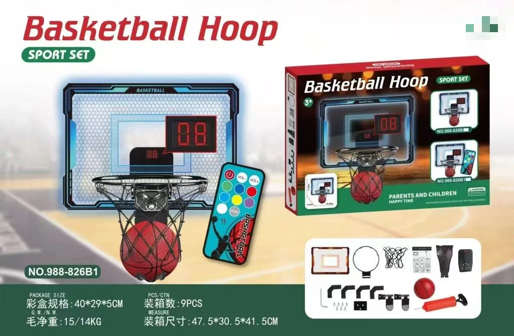 HKM-254867 Mini Over-the-Door Basketball Hoop with Scoreboard for Kids, Ages 2 and Up