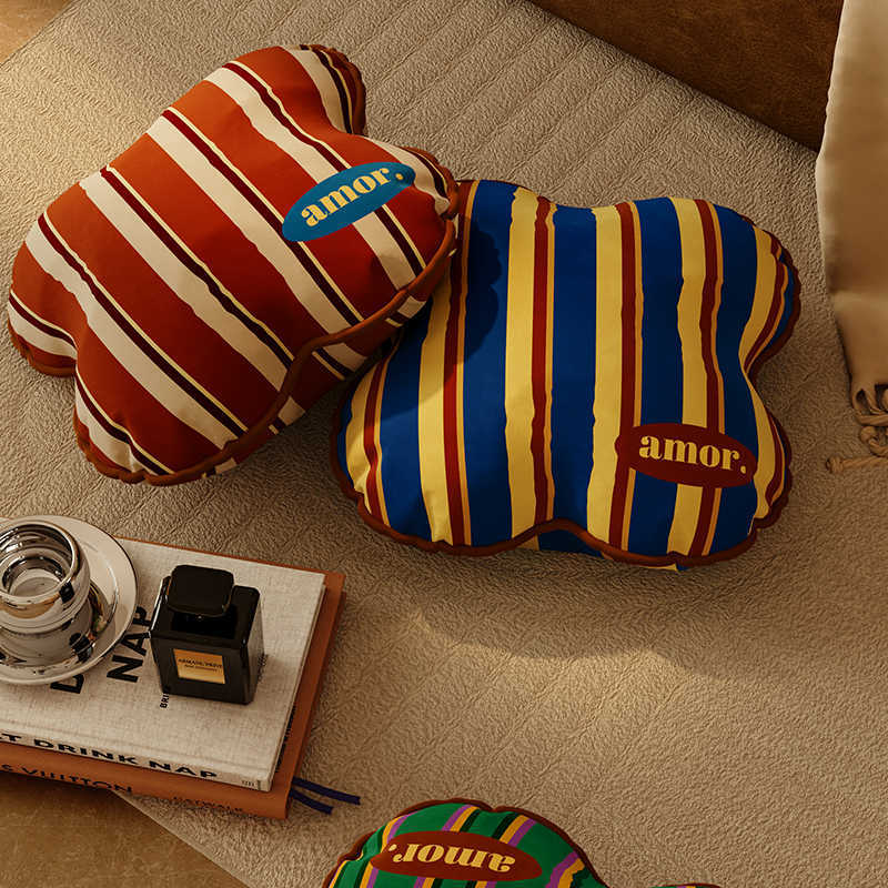 HKM-254995 Antique Style Alien Shape Pillow in Plush with Stripe Pattern - 40x40cm