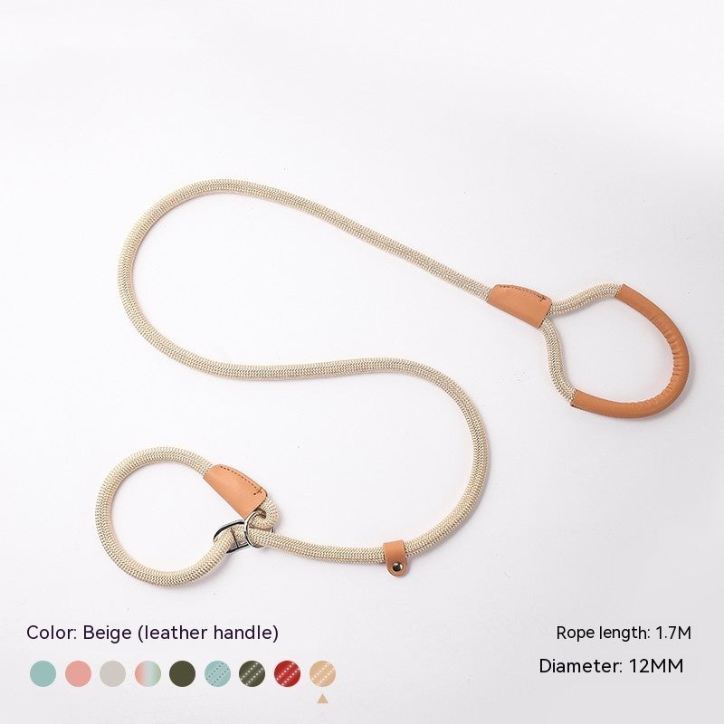 HKM-254995 Durable Nylon Woven Round P-Chain Leash for Medium to Large Dogs - 1.7M