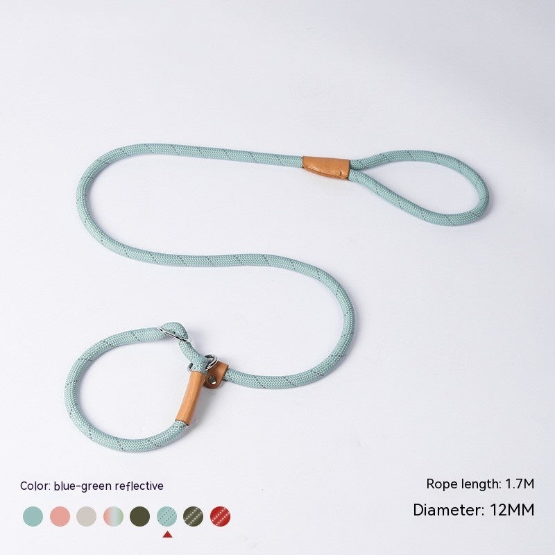 HKM-254995 Durable Nylon Woven Round P-Chain Leash for Medium to Large Dogs - 1.7M