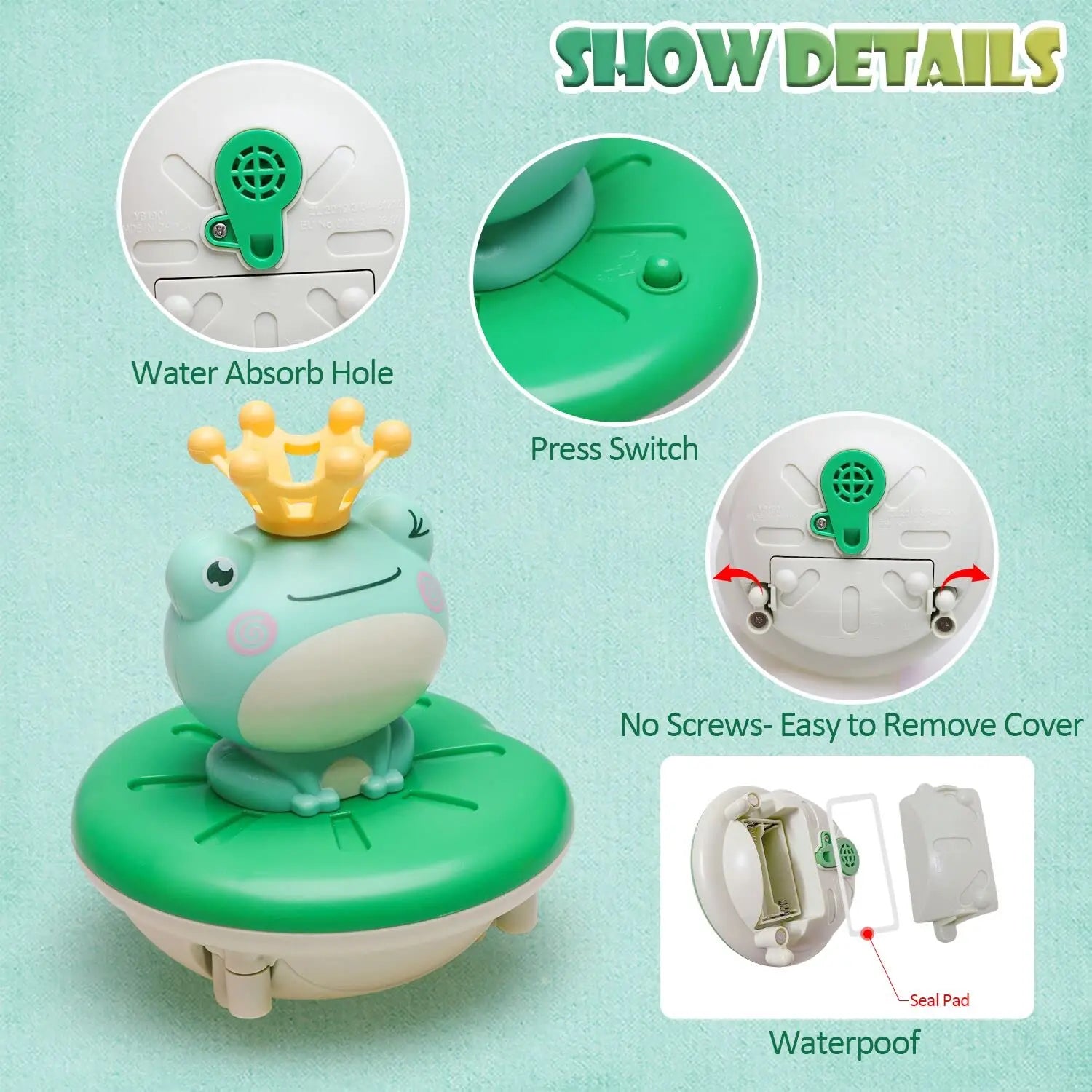 HKM-254995 Electric Rotating Frog Shower Toy for Babies and Toddlers - Fun Bath Water Sprinkler