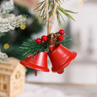HKM-254995 Metal Pine Cone Christmas Decorative Pendant with Double Bell in Various Colors