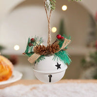 HKM-254995 Metal Pine Cone Christmas Decorative Pendant with Double Bell in Various Colors