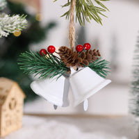 HKM-254995 Metal Pine Cone Christmas Decorative Pendant with Double Bell in Various Colors