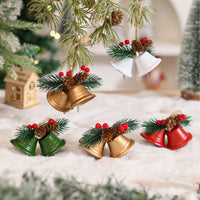 HKM-254995 Metal Pine Cone Christmas Decorative Pendant with Double Bell in Various Colors