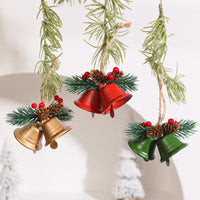 HKM-254995 Metal Pine Cone Christmas Decorative Pendant with Double Bell in Various Colors