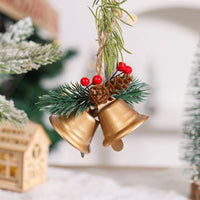 HKM-254995 Metal Pine Cone Christmas Decorative Pendant with Double Bell in Various Colors