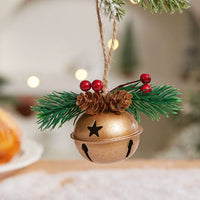 HKM-254995 Metal Pine Cone Christmas Decorative Pendant with Double Bell in Various Colors