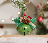 HKM-254995 Metal Pine Cone Christmas Decorative Pendant with Double Bell in Various Colors