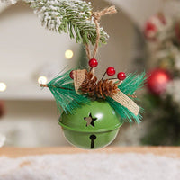 HKM-254995 Metal Pine Cone Christmas Decorative Pendant with Double Bell in Various Colors
