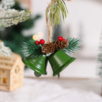 HKM-254995 Metal Pine Cone Christmas Decorative Pendant with Double Bell in Various Colors