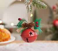 HKM-254995 Metal Pine Cone Christmas Decorative Pendant with Double Bell in Various Colors