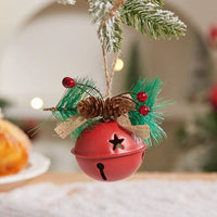 HKM-254995 Metal Pine Cone Christmas Decorative Pendant with Double Bell in Various Colors