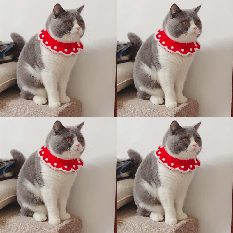 HKM-255059 Cute Cartoon Wool Knitted Collar for Pets - Cat, Dog & Rabbit, Customizable Sizes