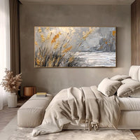 HKM-255123 Contemporary Hand-Painted Abstract Landscape Oil Painting on Canvas for Living Room Decor