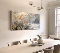HKM-255123 Contemporary Hand-Painted Abstract Landscape Oil Painting on Canvas for Living Room Decor