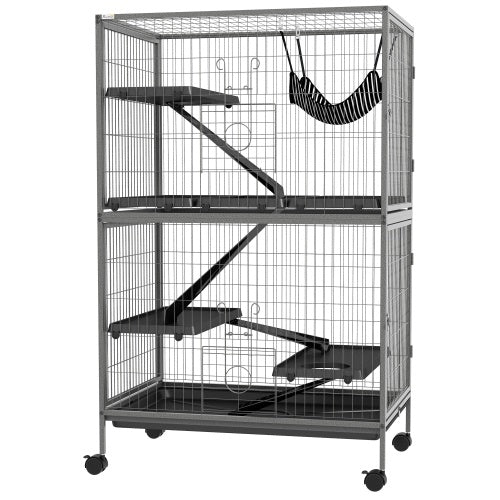 HKM-255187 5-Tier Small Animal Habitat with Hammock, Heavy-Duty Wire Construction and Easy-Clean Design