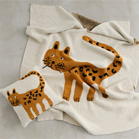 HKM-255187 Spotted Leopard Print Half Velvet Nap Blanket with Pillowcase Set